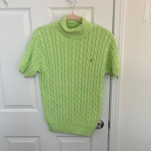 Lilly Pulitzer Women’s Lime Cable-Knit Short-Sleeve Turtleneck Sweater